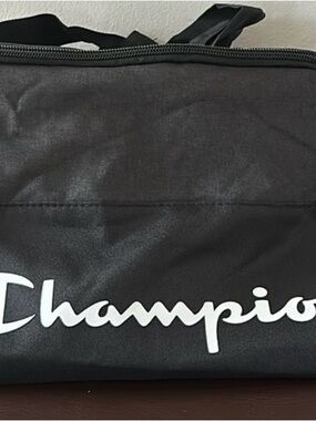 Champion Black Duffel Bag with White Logo